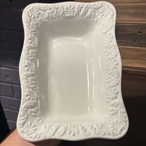 Bizzirri White Ceramic Serving Dish Bowl Platter Floral Design Made in Italy